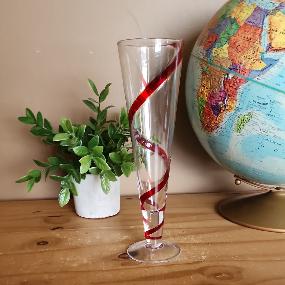 PIER 1 Swirline Red Pilsner Glass